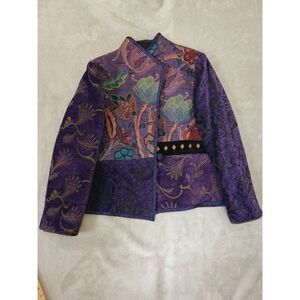 Mary Lynn O'Shea Artist Sz M Purple Jacket Jacquard Tapestry Handmade Vermont